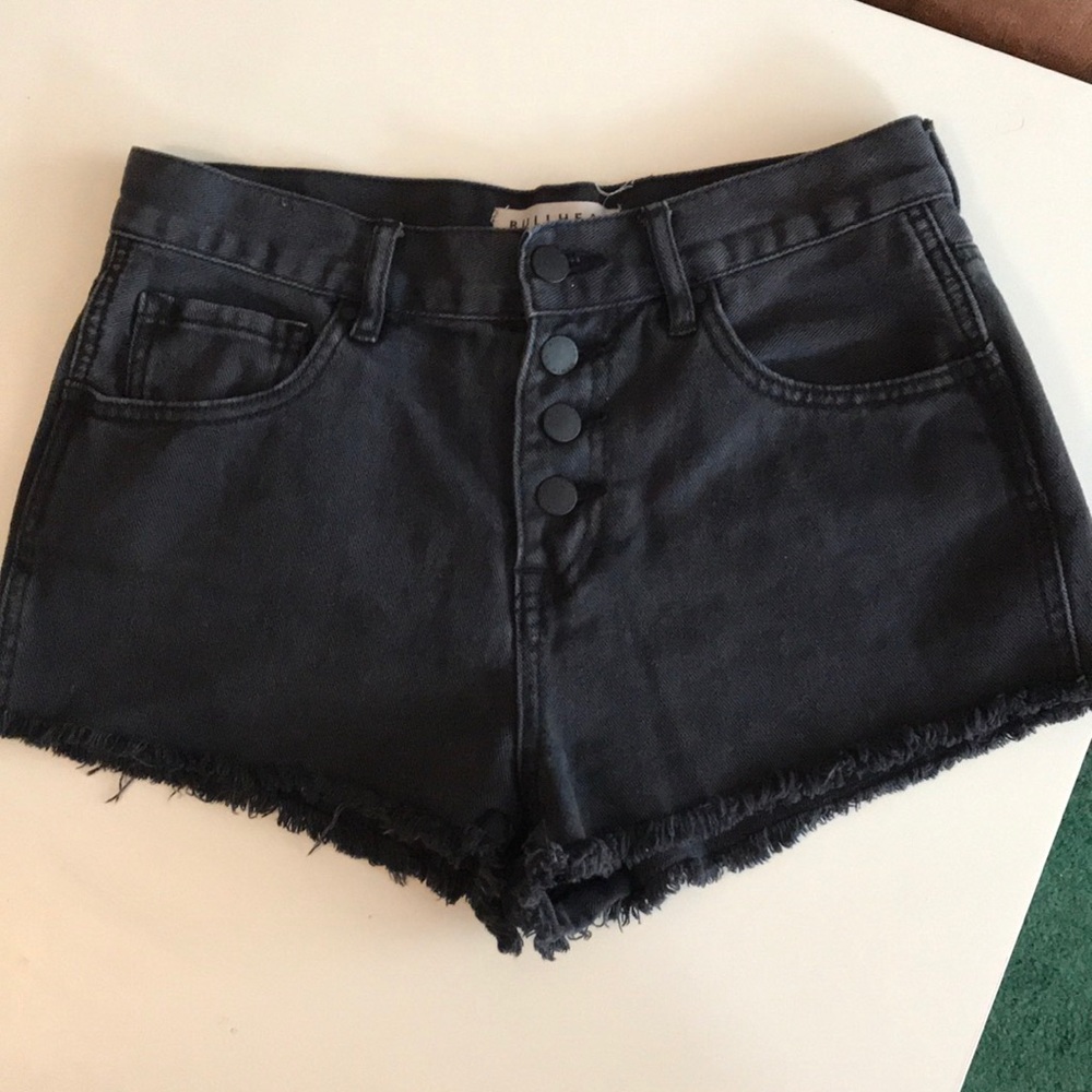 Black denim short